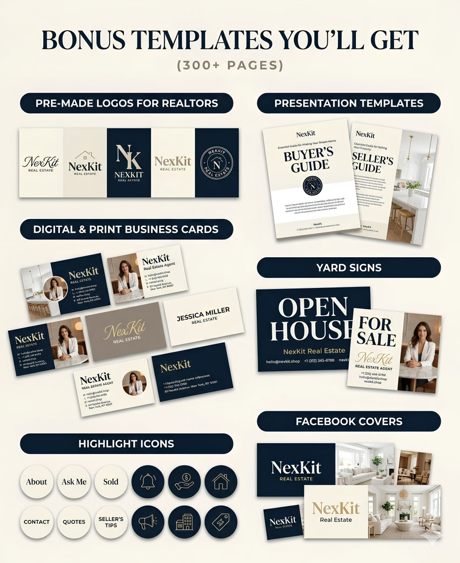 Stop Losing Listings to Real Estate Agents Who Just Look More Professional — Get Your Complete Marketing Templates Kit Ready in 5 Minutes